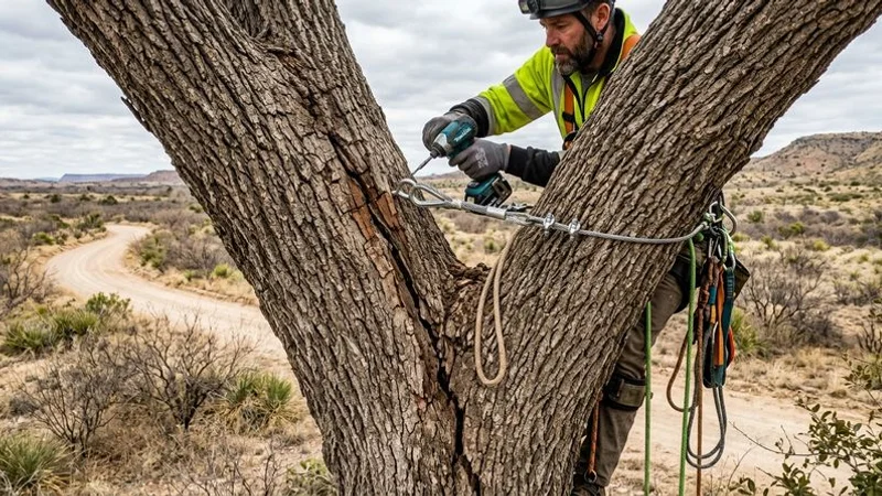 Co-dominant stems on a tree requiring cabling support